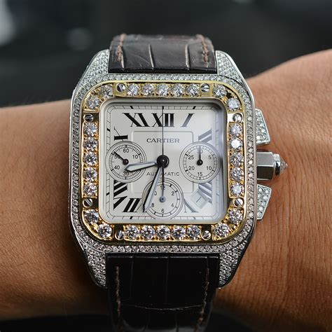 cartier santos 100 xl diamond|cartier santos 100 xl price.